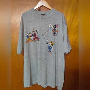 Vintage Mickey Unlimited T Shirt Grey Minnie Donald Goofy Size XL Velva Sheen to